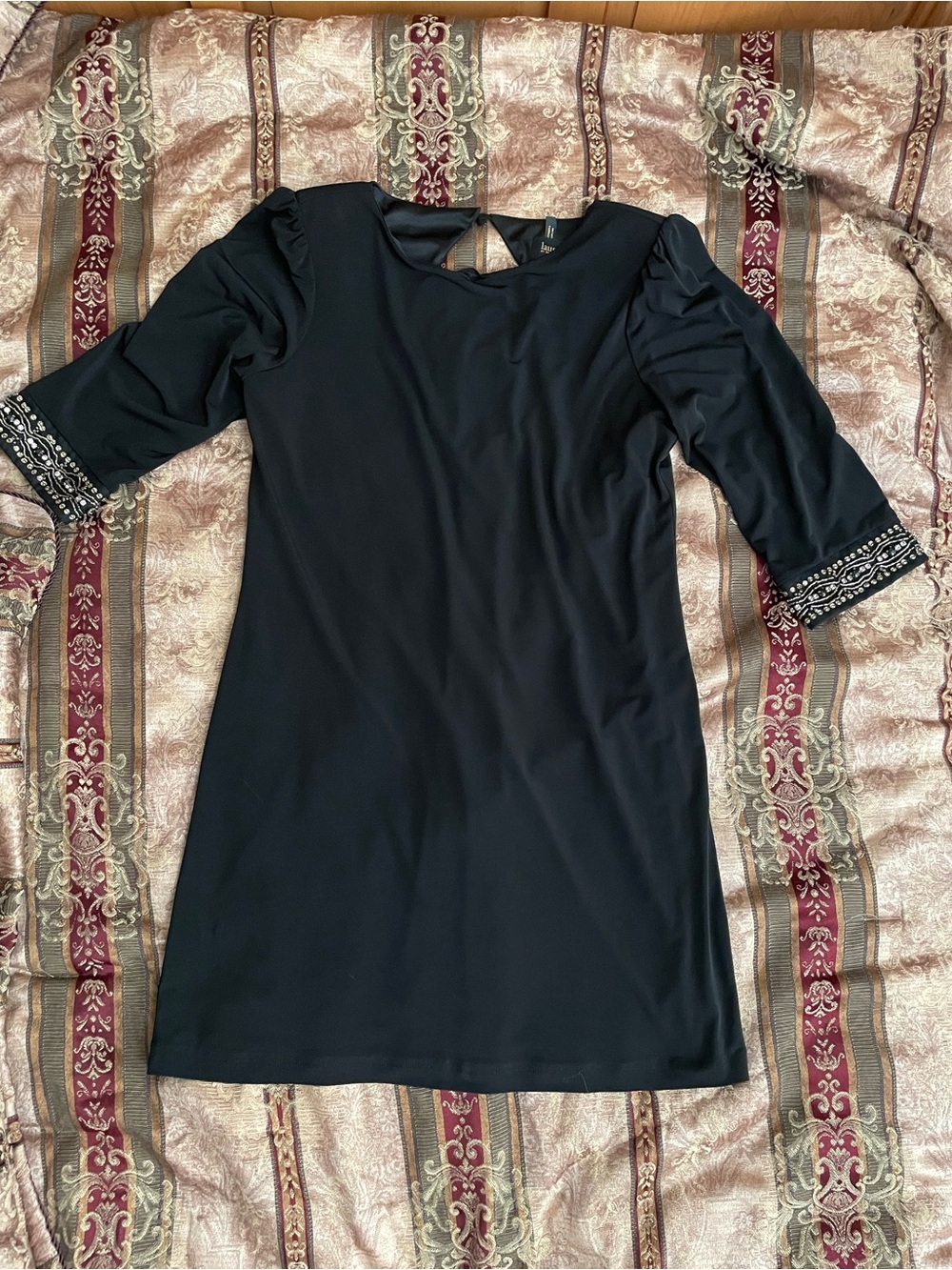 Laundry By Shelli Segal Black Beaded Cuff Mini Dress